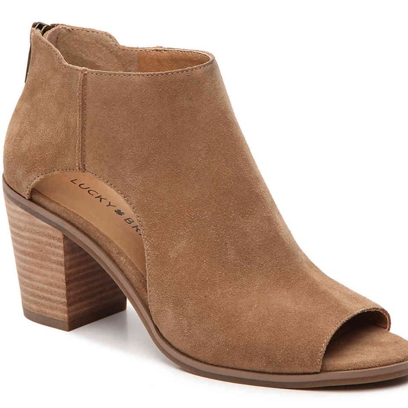 Lucky Brand Shoes - NWT Lucky Brand | Brown Open Toe Suede Booties